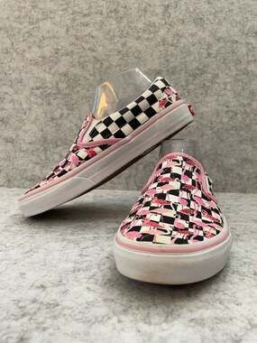 Vans Classic Slip-On Customs Checkered Flamingo Print Shoes